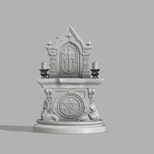 Mini Gothic Altar with Candles - Fantasy Halloween Prop - Model thumbnail 2