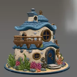 Seaside Fantasy Cottage STL File for 3D Print - Model thumbnail 8