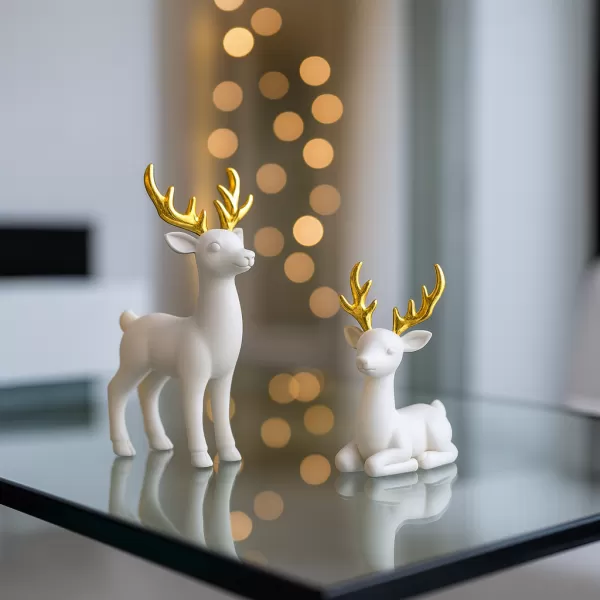 Reindeer Figurines Set | Elegant Christmas Deer Decor - Model preview 3