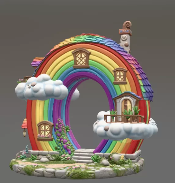 Rainbow Fantasy House STL File for 3D Printing - Model preview 4