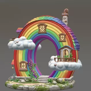 Rainbow Fantasy House STL File for 3D Printing - Model thumbnail 4