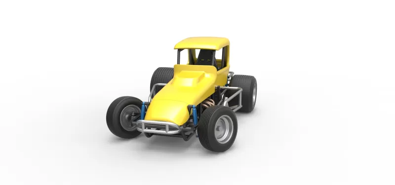 Vintage Sprint car while turning Version 2 Scale 1:25 - Model preview 3