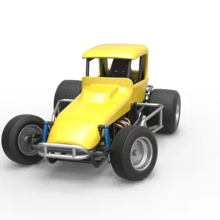 Vintage Sprint car while turning Version 2 Scale 1:25 - Model thumbnail 3