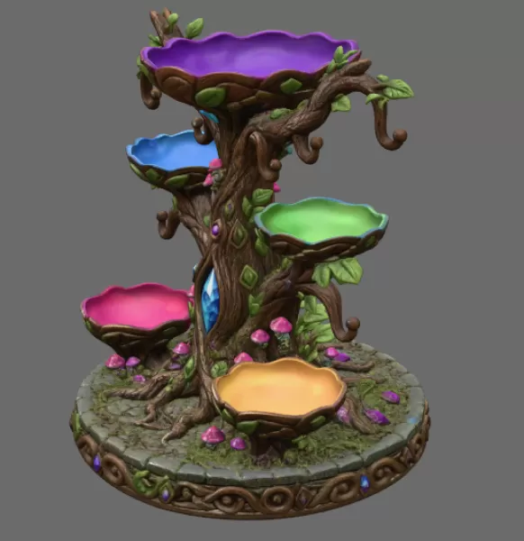 Enchanted Jewelry Tree Display STL File for 3D Print - Model preview 12