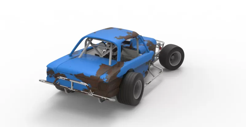 Vintage Dirt Modified stock car V10 while turning Scale 1:25 - Model preview 17
