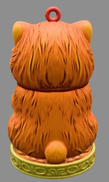 Adorable Persian cat figurine holding a heart Pendant - Model preview 4