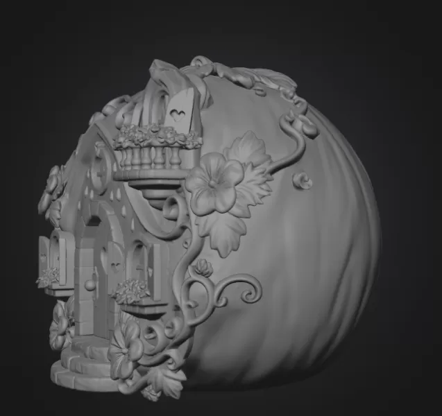 Watermelon Fairy House STL for 3D Print - Model preview 8