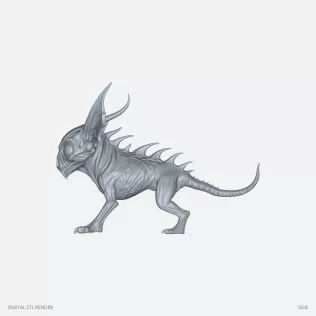 Horned Night Hound - 100 mm STL - Model thumbnail 3