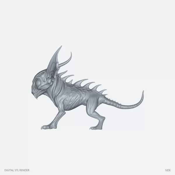 Horned Night Hound - 100 mm STL - Model preview 3