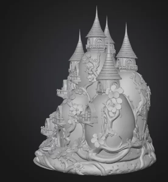 Fantasy Egg Castle STL File– 3D Printable Easter Decoration - Model preview 8