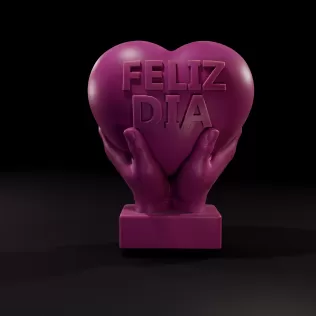 Happy Mother's Day Heart in Hands Candle - Printable 3D Model - Model thumbnail 2