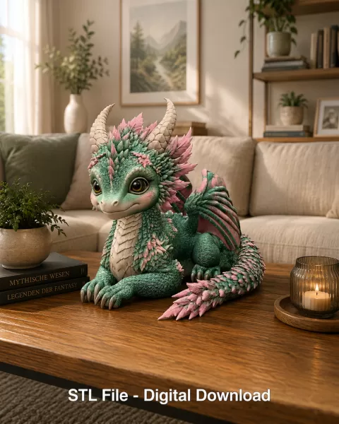 Blossom Guardian Dragon STL File for 3D Print - Model preview 1