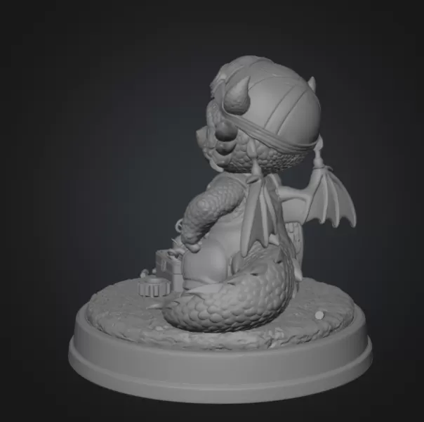 Cute Mechanic Dragon Figurine STL File for 3D Print - Model preview 8
