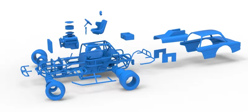 Vintage Dirt Modified stock car V10 while turning Scale 1:25 - Model preview 27