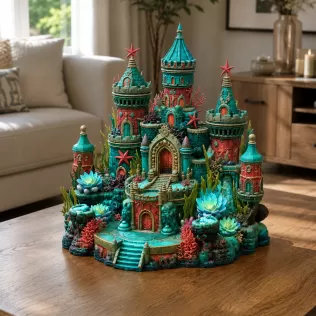 Coral Kingdom Fantasy Castle STL File for 3D Print - Model thumbnail 6