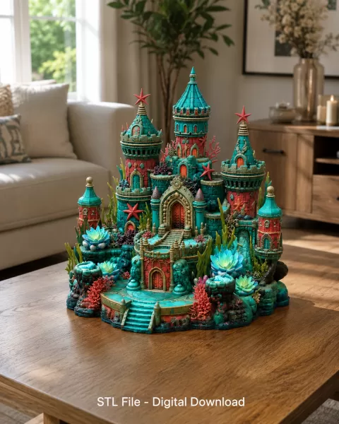 Coral Kingdom Fantasy Castle STL File for 3D Print - Model preview 6