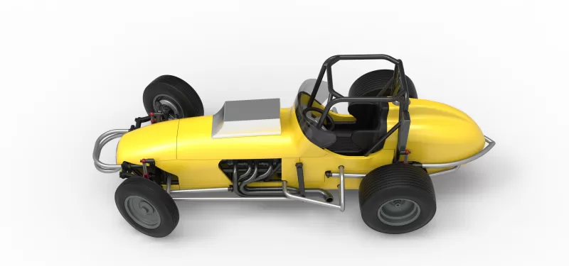 Dirt Silver Crown Champ car while turning Version 2 Scale 1:25 - Model preview 10