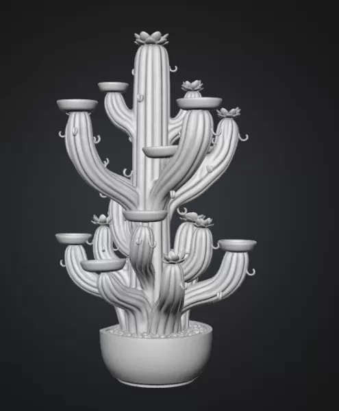 Blooming Cactus Jewelry Organizer STL File for 3D Print - Model preview 18
