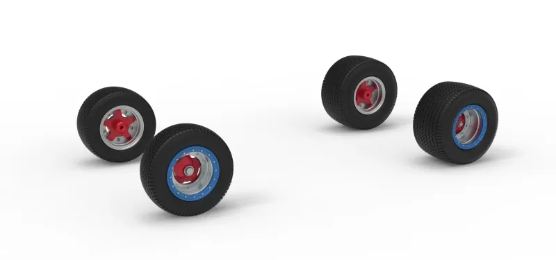 Wheel set of Northeast Dirt Modified stock car V6 Scale 1:25 - Model preview 1