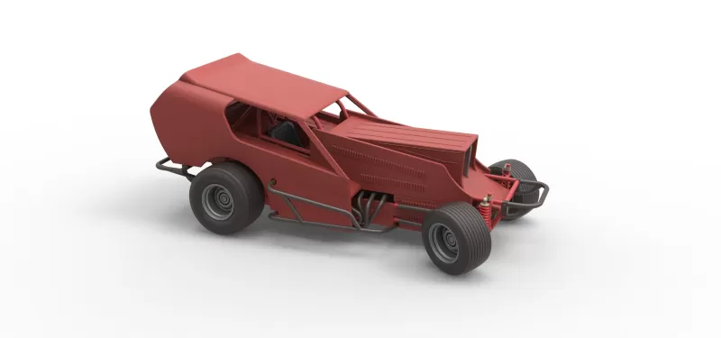 Vintage Dirt Modified stock car Version 4 while turning 1:25 - Model preview 24