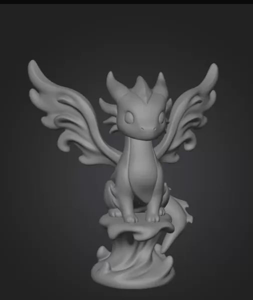 Water Dragon – STL File 3D Printable Fantasy Dragon Figurine - Model preview 13