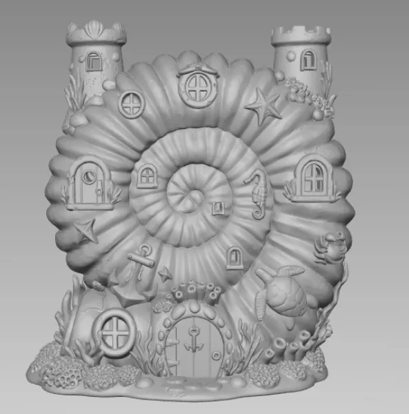 Nautilus Seashell Fantasy House – Ocean Coral Cottage STL | 3D P - Model preview 8