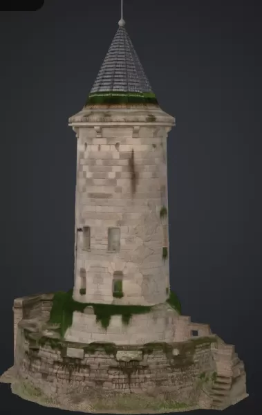 Turm mit mehreren Etagen,Spitzdach und anbau - Model preview 3