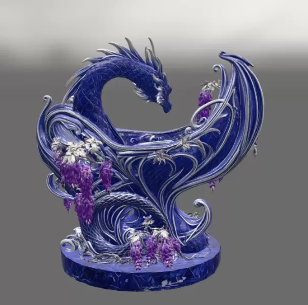 Midnight Wisteria Dragon Bowl STL File for 3D Print - Model preview 12