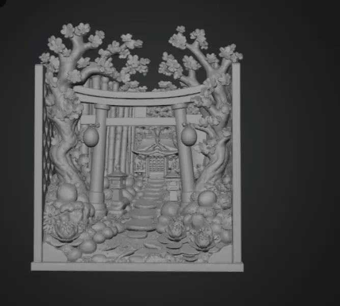 Sakura Sanctuary Book Nook STL File for 3D Print - Model preview 15