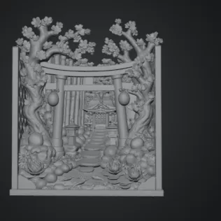 Sakura Sanctuary Book Nook STL File for 3D Print - Model thumbnail 15