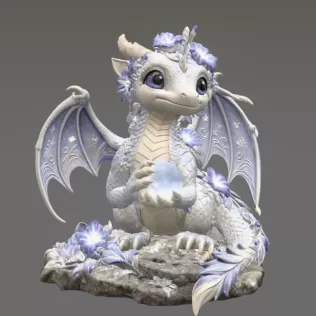 Cute Moonlight Dragon with Crystal Orb STL File for 3D Print - Model thumbnail 8