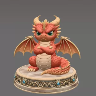 Grumpy Guardian Dragon STL File 3D Print - Model thumbnail 3