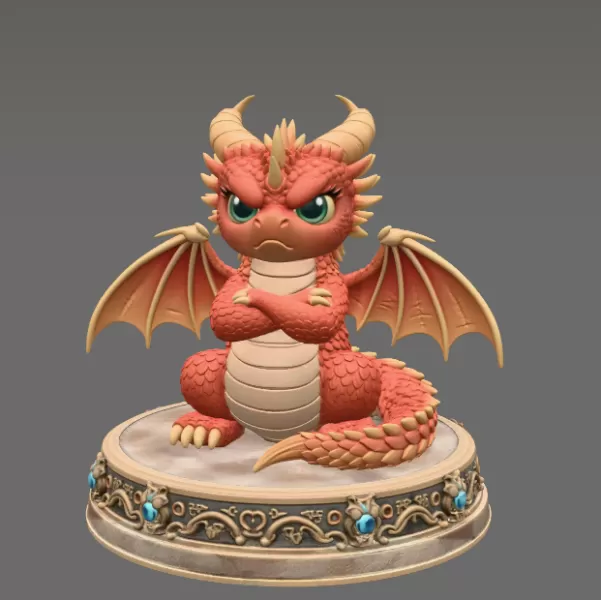 Grumpy Guardian Dragon STL File 3D Print - Model preview 3