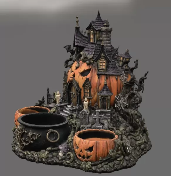Haunted Pumpkin House Organizer STL File for 3D Print - Model preview 9
