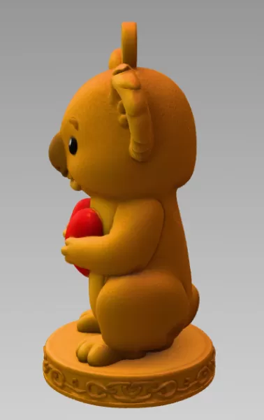Cute Koala with Heart – 3D Printable STL File - Model preview 4