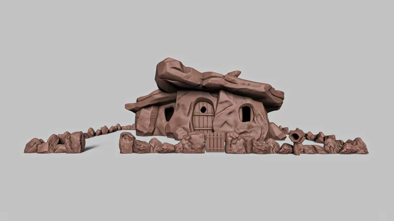 Stone Age Cartoon House 2 #RoZ - Model preview 10