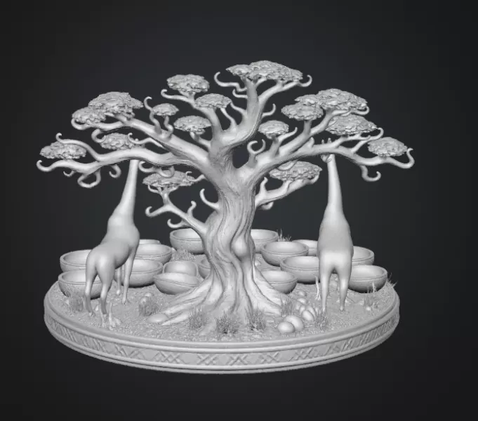 African Savanna Giraffe Bowl Organizer STL File for 3D Print - Model preview 17