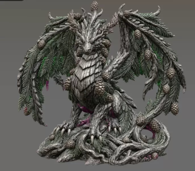 Ancient Forest Guardian Dragon STL File for 3D Print - Model preview 6