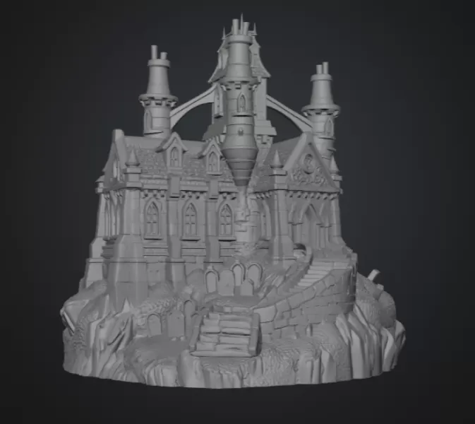 Shadowspire Gothic Manor STL File for 3D Print - Model preview 11