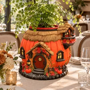 Autumn Pumpkin Cottage Planter STL File for 3D Print - Model thumbnail 5