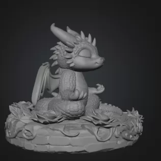 Meditating Baby Dragon STL File for 3D Print
