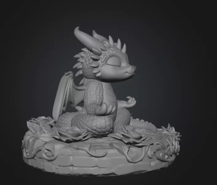 Meditating Baby Dragon STL File for 3D Print - Model preview 11