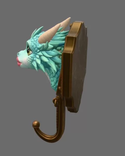 Funny Kiss Dragon Wall Hook STL File for 3D Print - Model preview 5