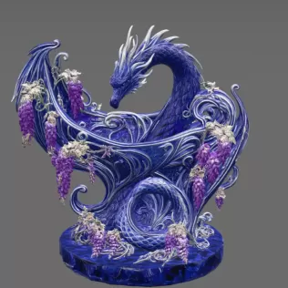 Midnight Wisteria Dragon Bowl STL File for 3D Print - Model thumbnail 6