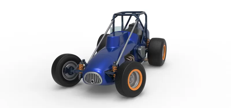 Dirt Silver Crown Champ car while turning Scale 1:25 - Model preview 5