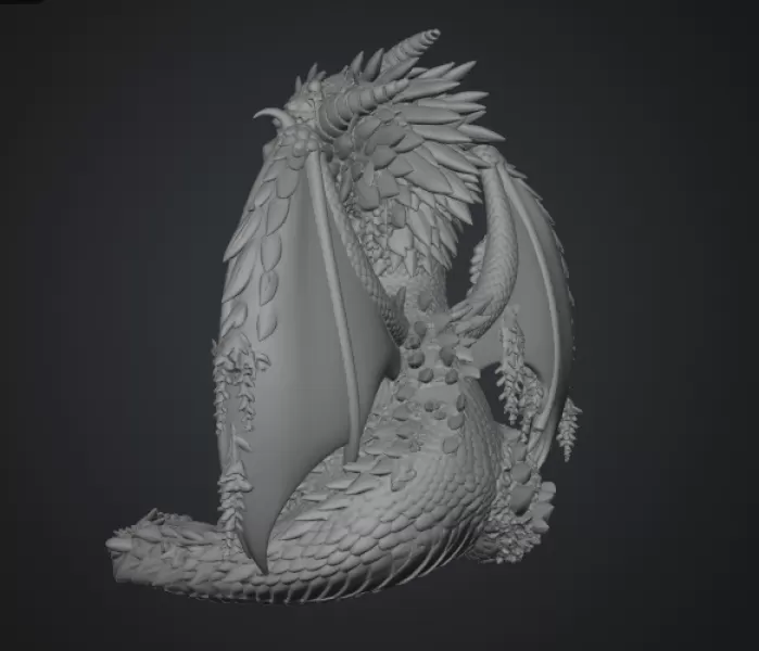 Wisteria Blossom Dragon STL File for 3D Print - Model preview 15