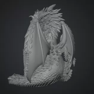 Wisteria Blossom Dragon STL File for 3D Print - Model thumbnail 15