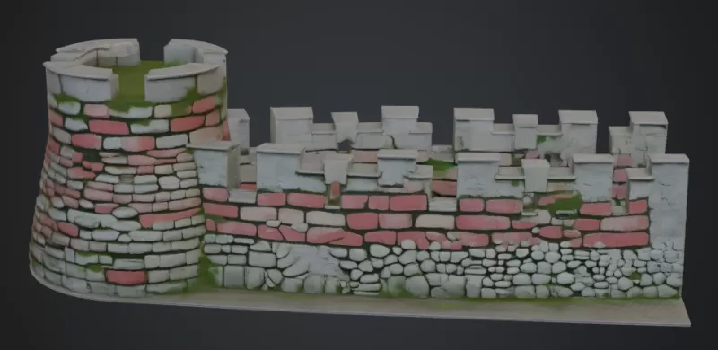Stadtmauer mit runden turm - Model preview 1