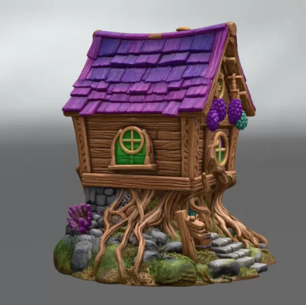 Enchanted Vineyard Cottage STL File for 3D Print - Model preview 6
