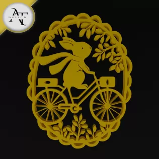 Easter bunny on a bicycle - Silhouette - 2D Wall Art Decor